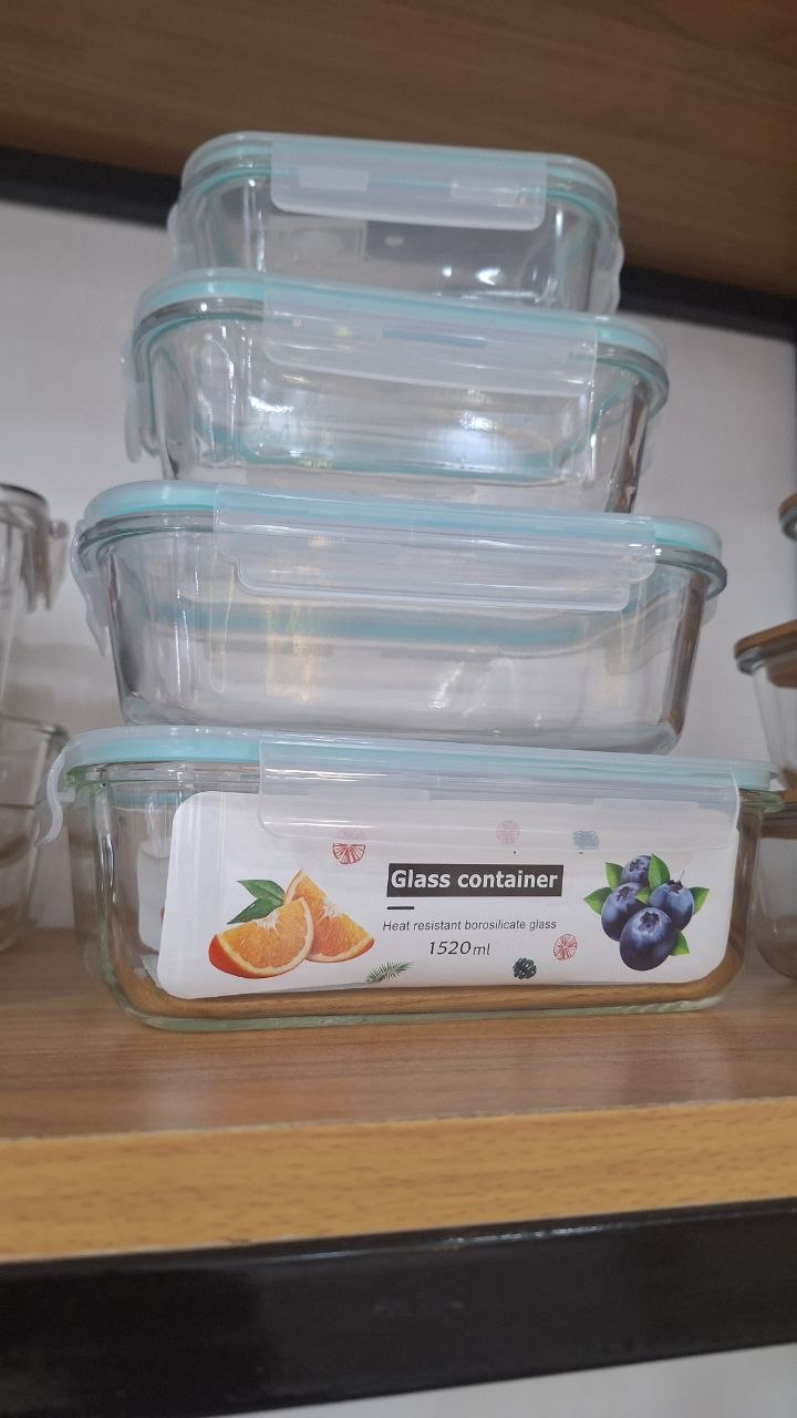 Glass Food Storage Container Set — 4 Piece with Locking Lids