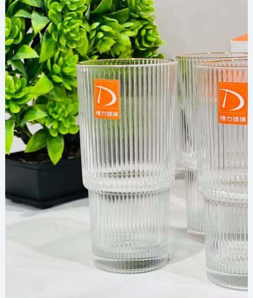Diamonds Ribbed Glass Tumblers — Set of 6