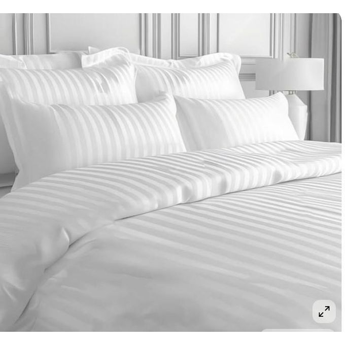 Striped Duvet Cover Set – Classic Bedding Set with Flat Sheet & Pillowcases