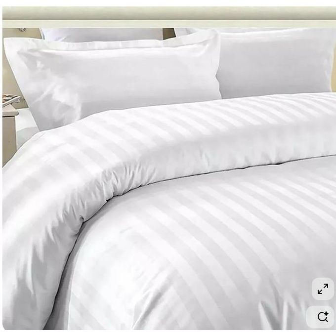 Striped Duvet Cover Set – Classic Bedding Set with Flat Sheet & Pillowcases