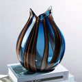 Art Glass Flower Vase — Striped Sculptural Design