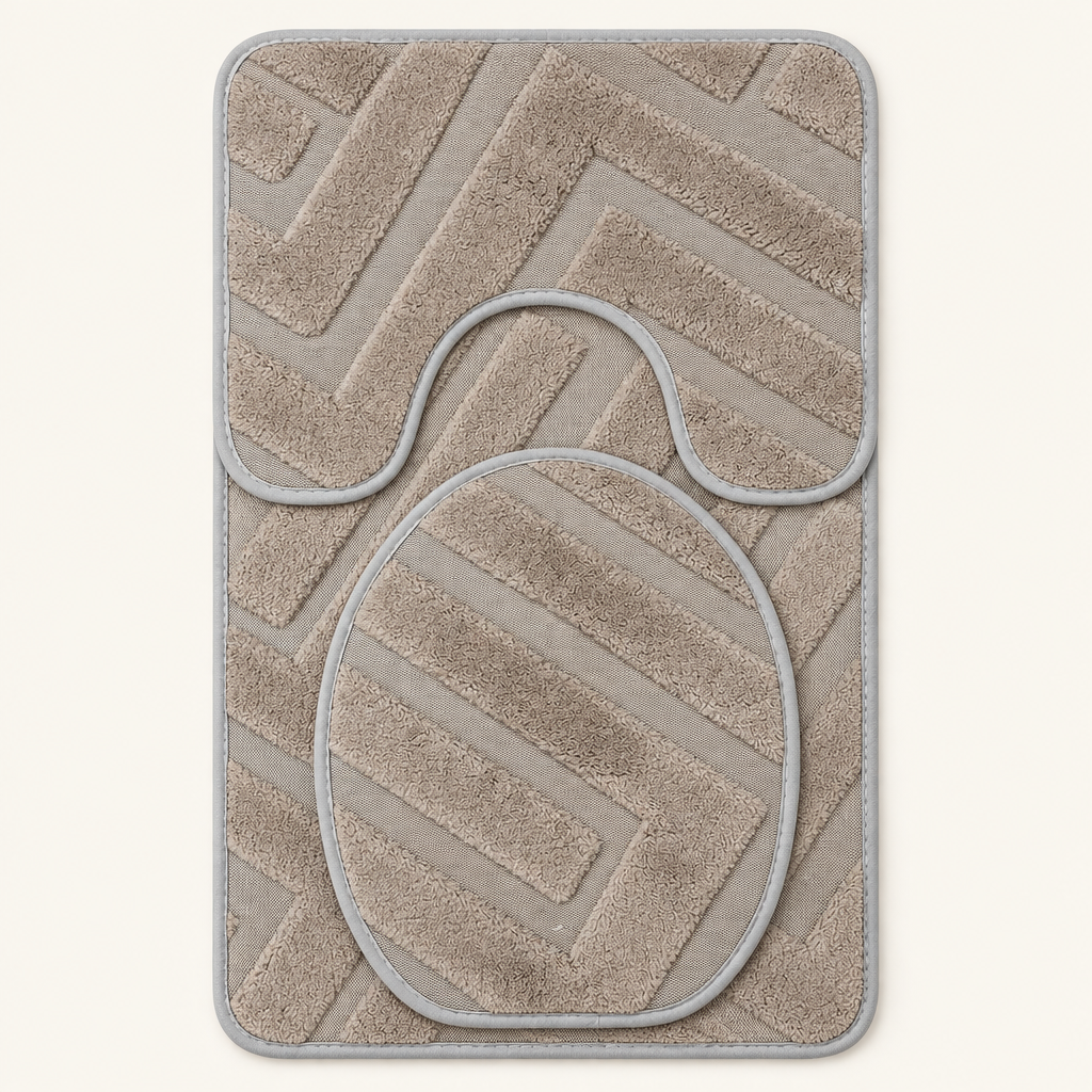 Beige bathroom mat set on a clean background