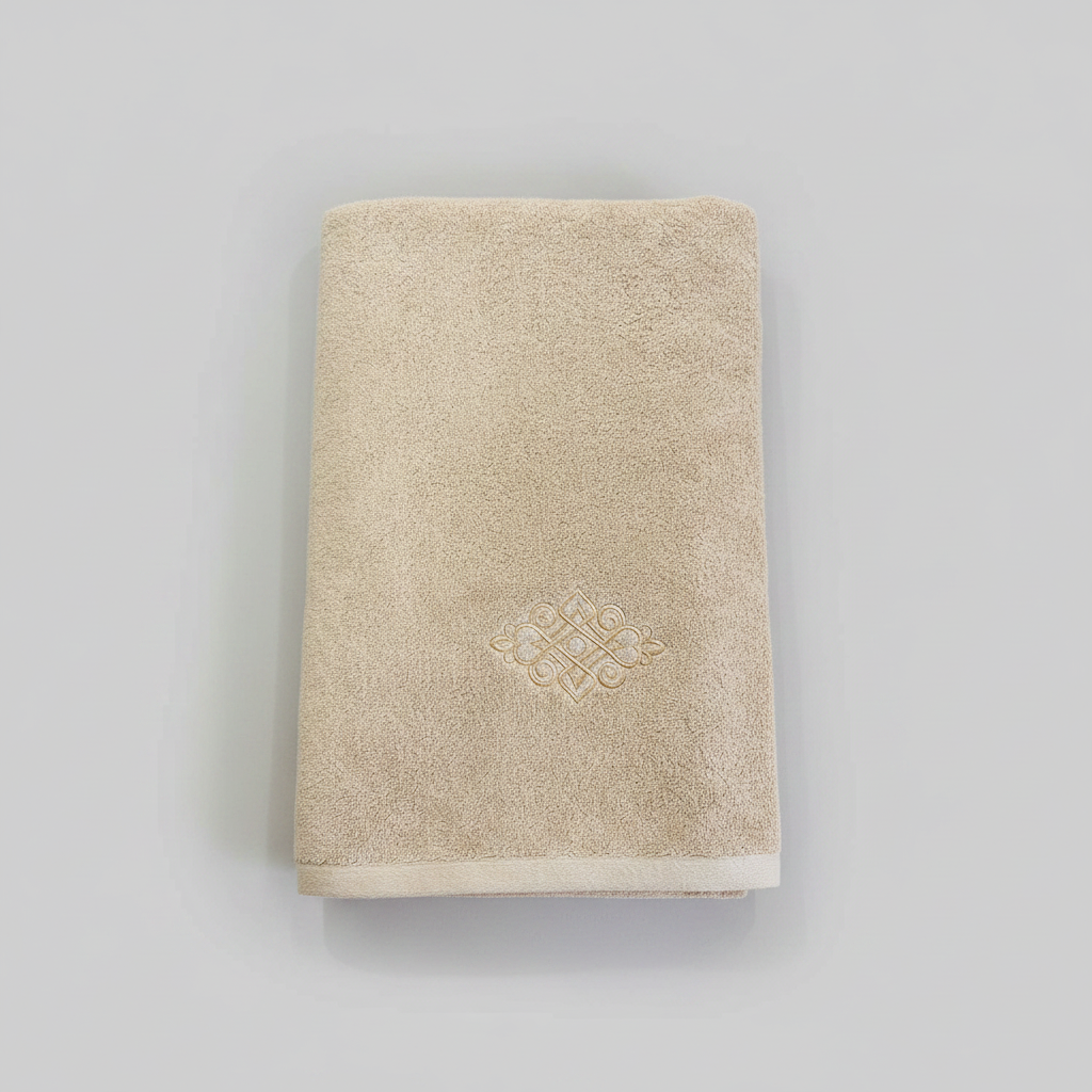 Beige Embroidered Towel