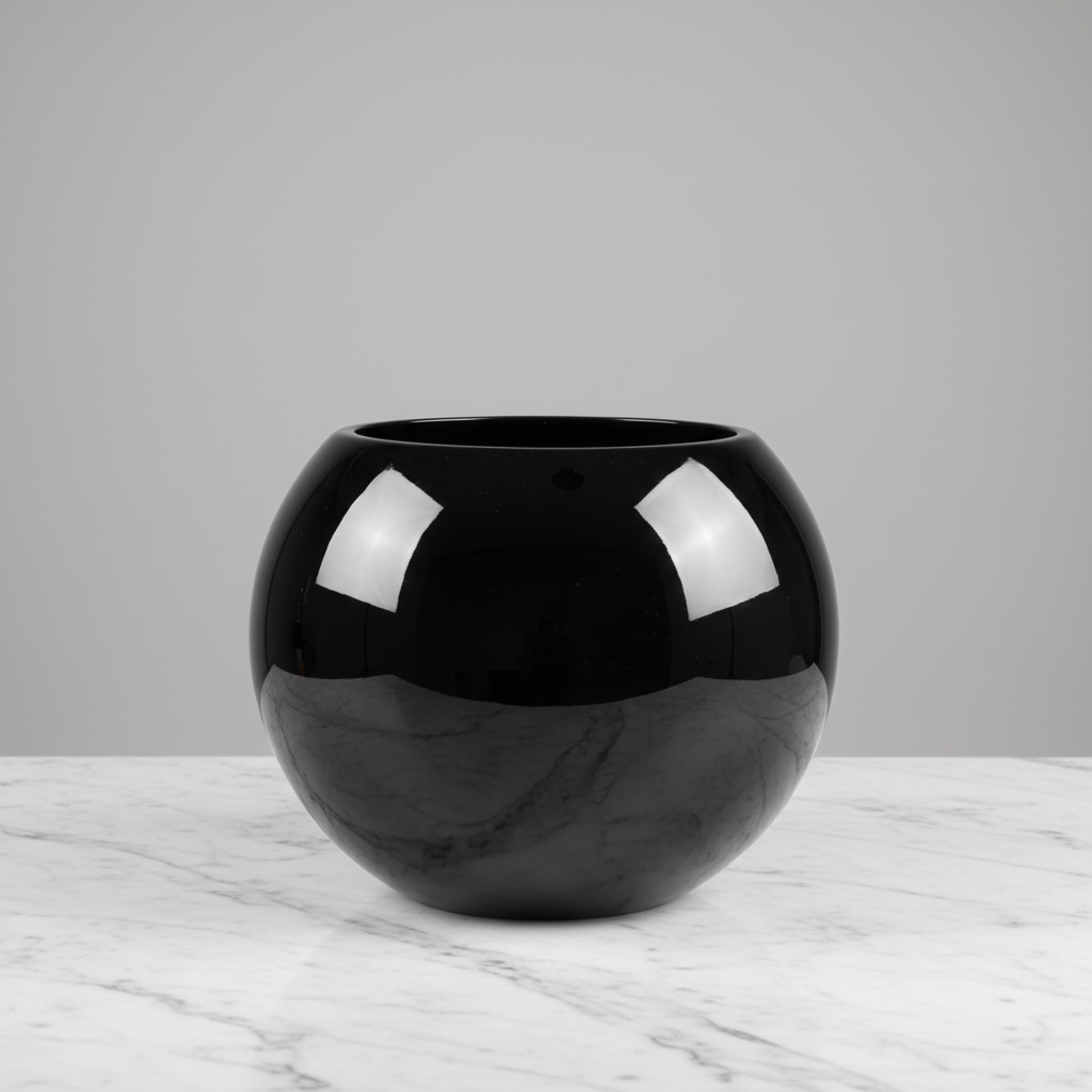 Black Spherical Vase - Studio Background