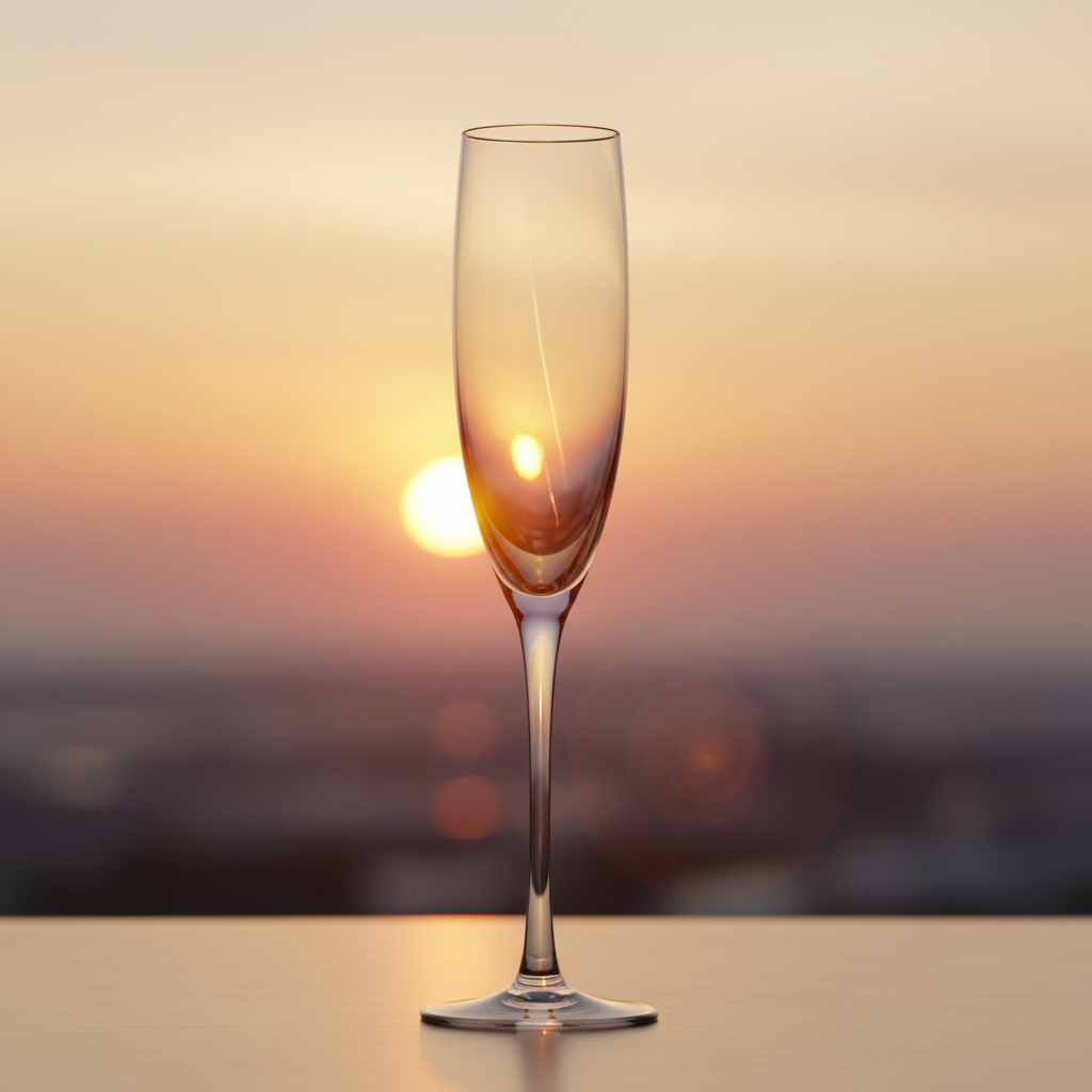 Crystal Champagne Flute – Sunset Background