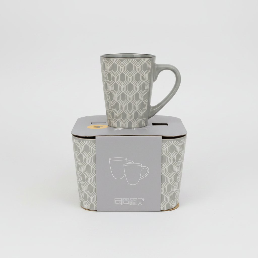 Grey Geometric Mug Set