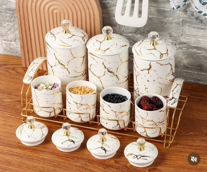 Marble Elegance Canister Set - 7 Piece