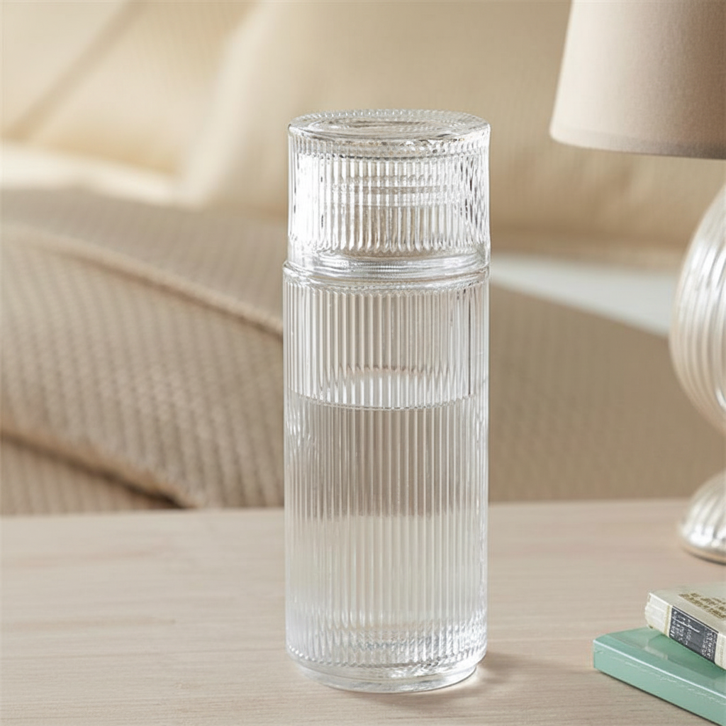 Ribbed Glass Jar with Lid
