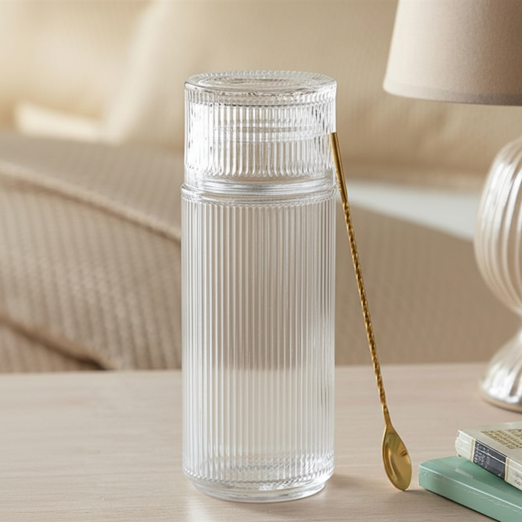 Ribbed Glass Jar