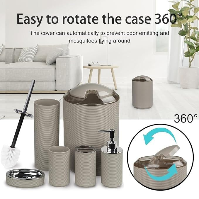 Toilet brush and matching grey ribbed holder
