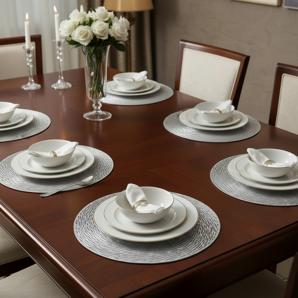 Silver Spiral Table Mats — No Utensils