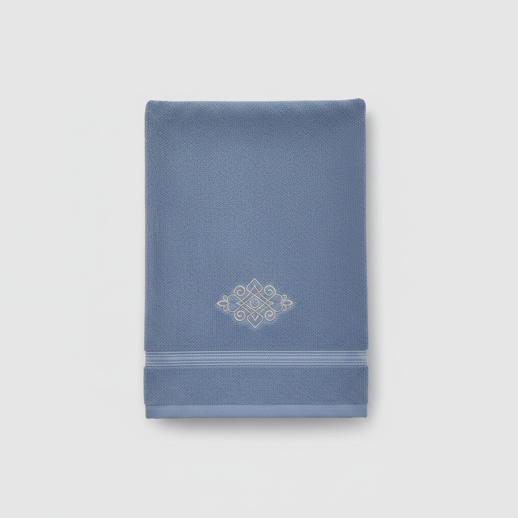 Steel Blue Embroidered Towel