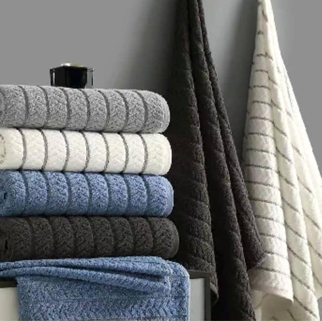 Luxury Patterned Bathroom Towels - Jacquard & Striped Designs