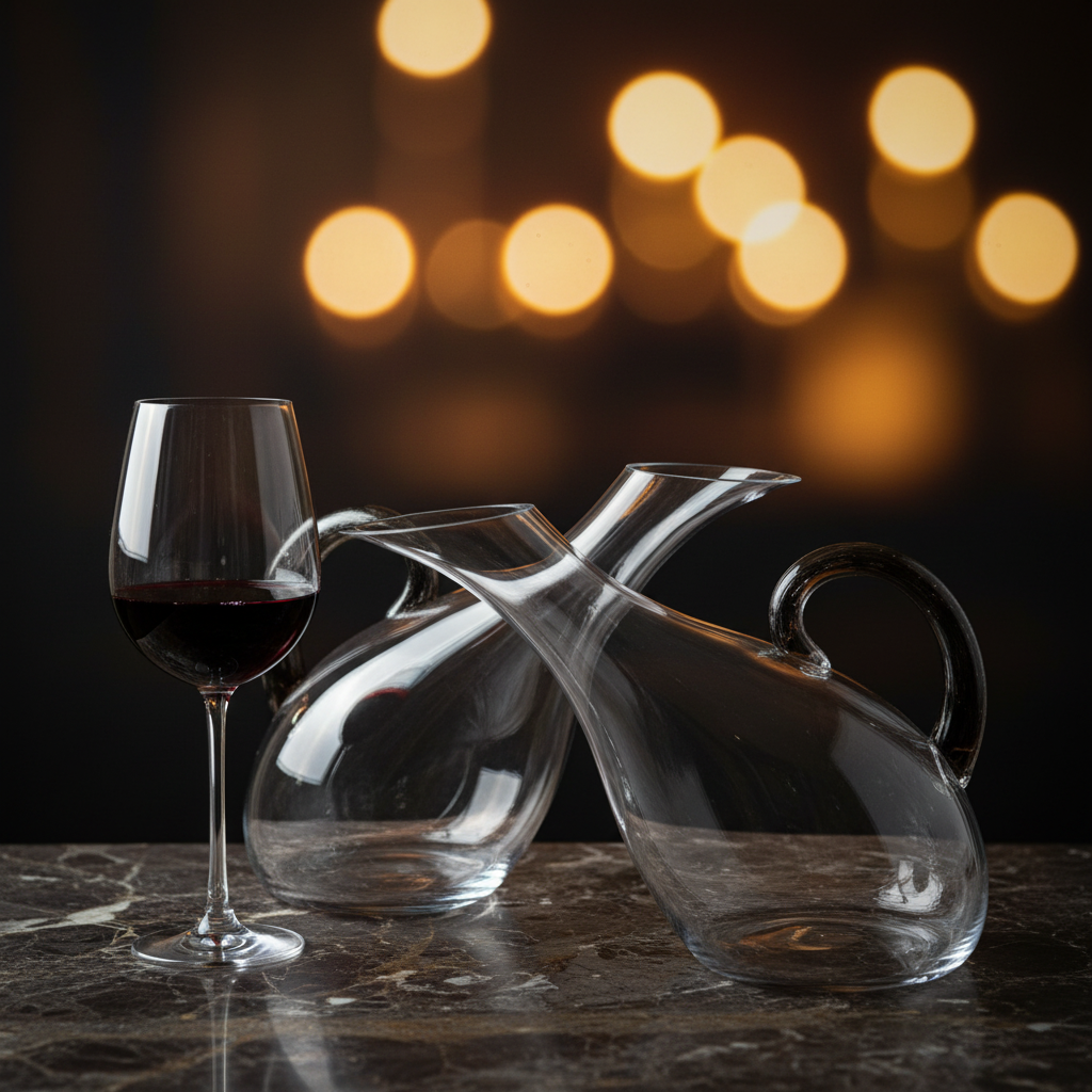 Two Decanters & Wine Glass - Elegant