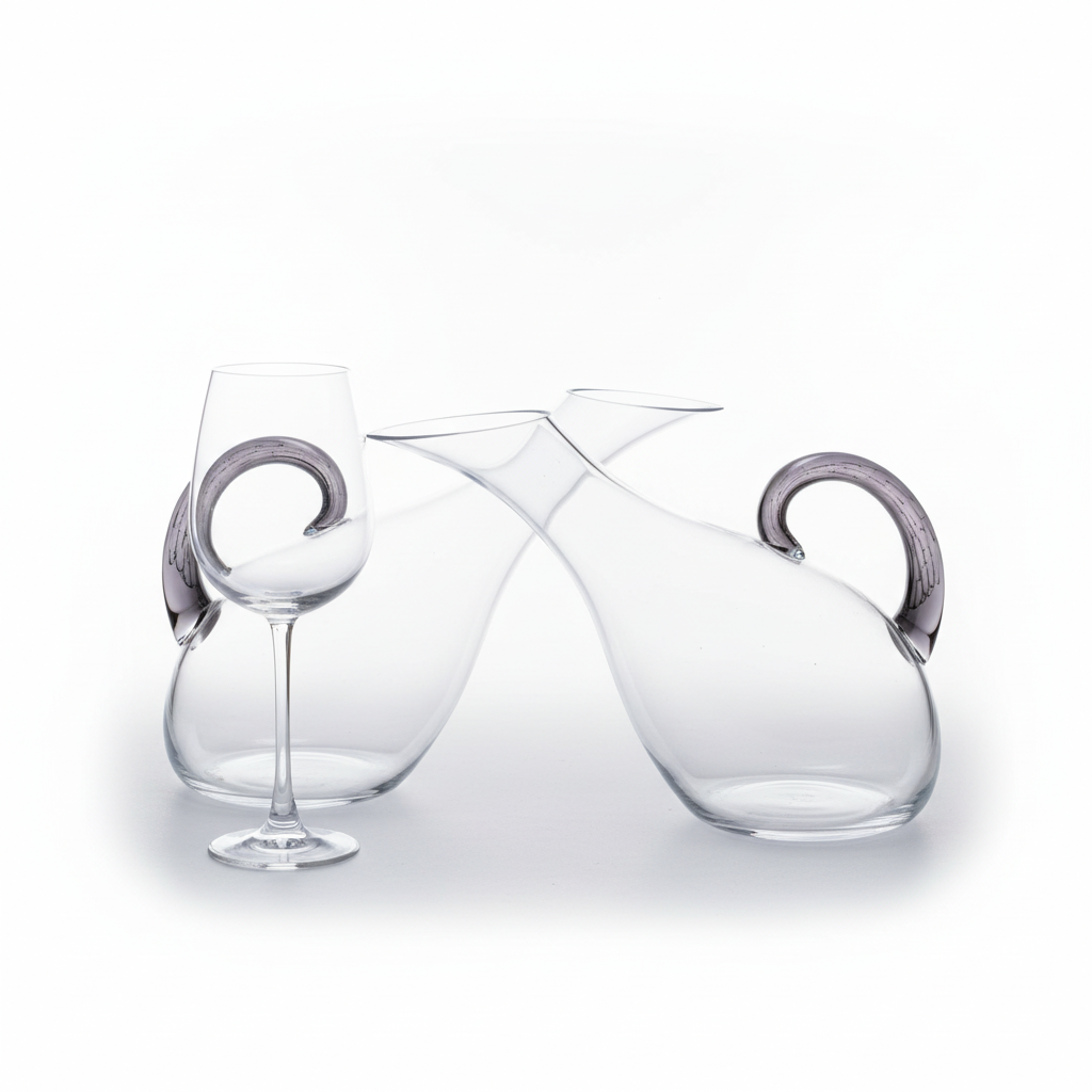 Two Decanters & Wine Glass - Plain