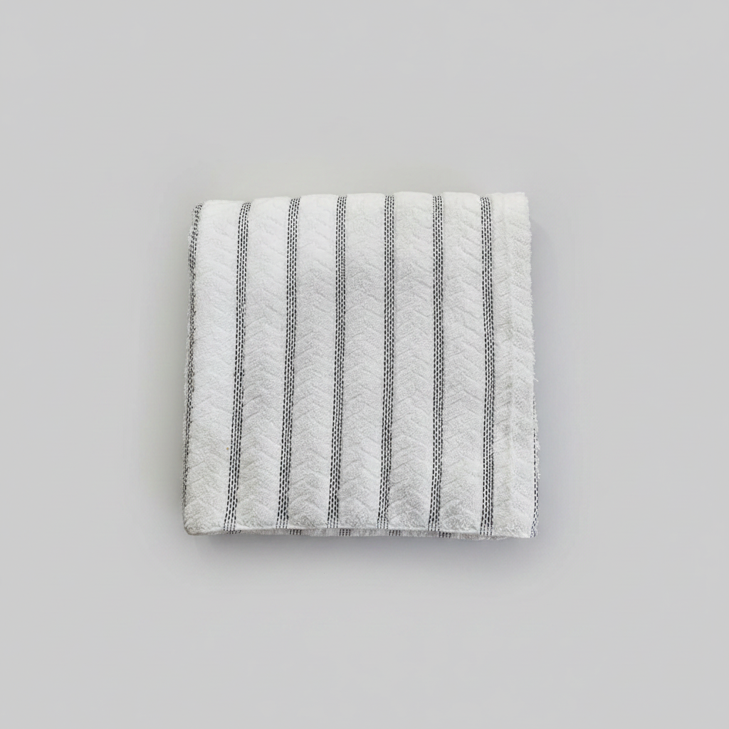 White Black Stripe Towel
