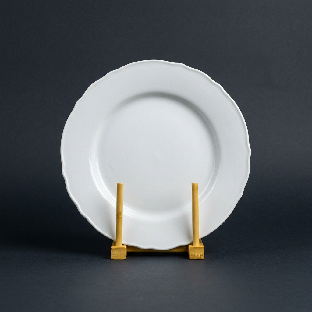 White plate on a contrasting charcoal-grey background