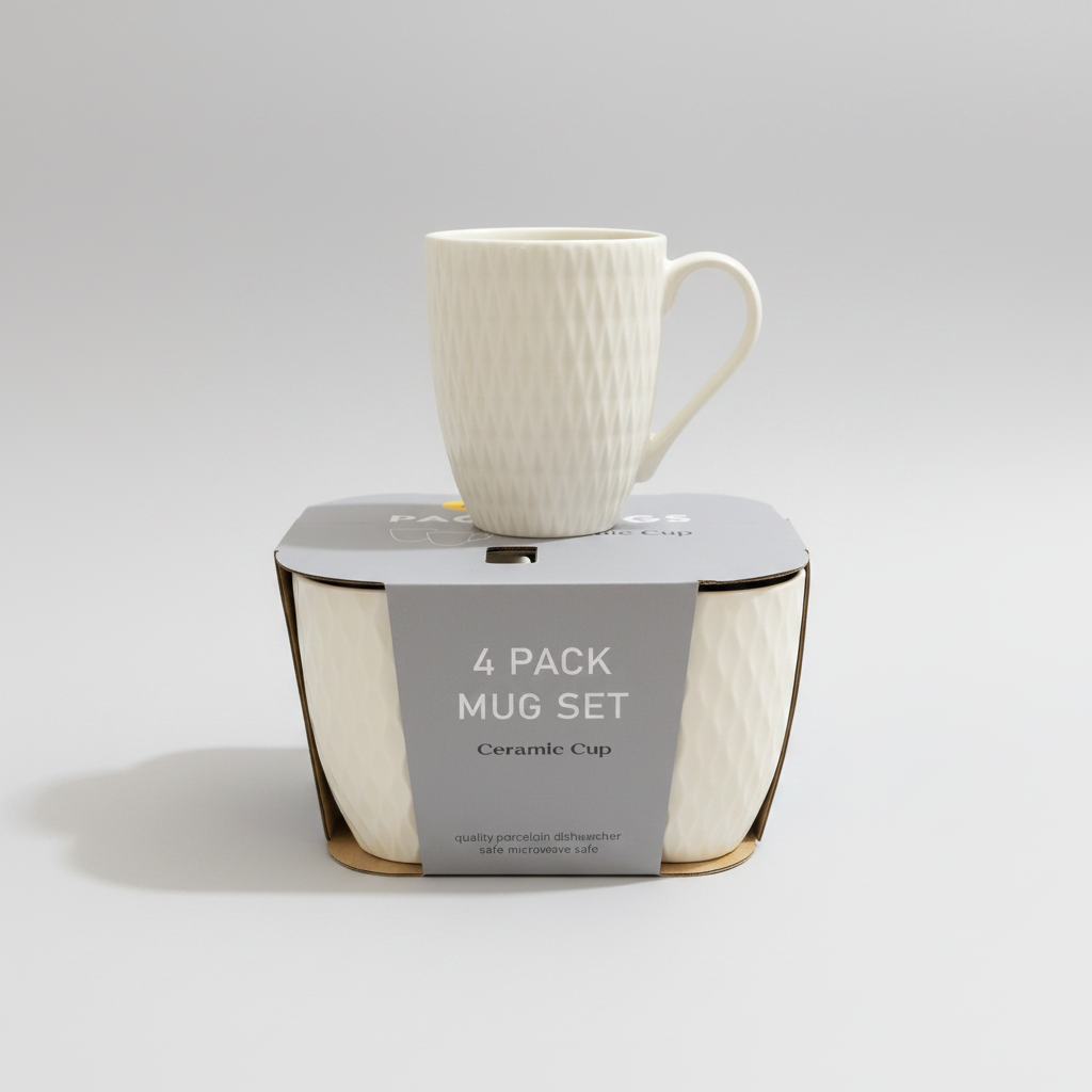 White Ribbed Mug Side