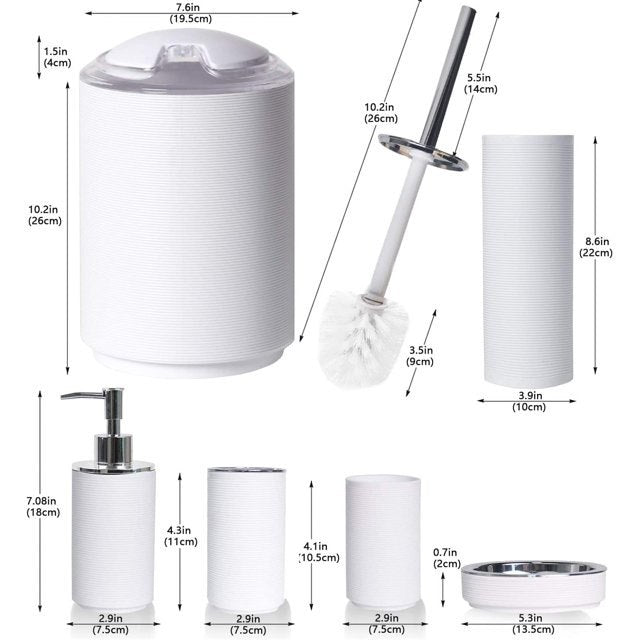White  Bathroom Sanitary Set with Lidded Bin