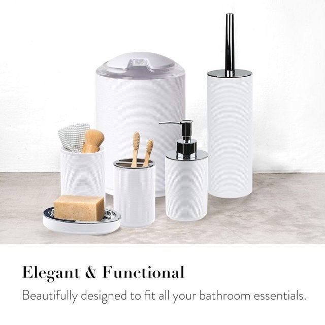 White  Bathroom Sanitary Set with Lidded Bin